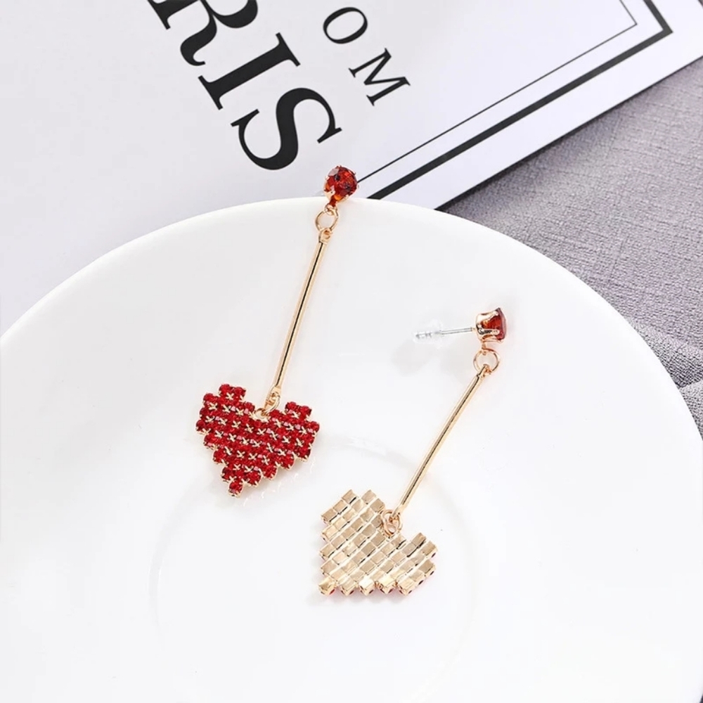 Red Heart Earrings + FREE 12 PAIRS OF EARRING